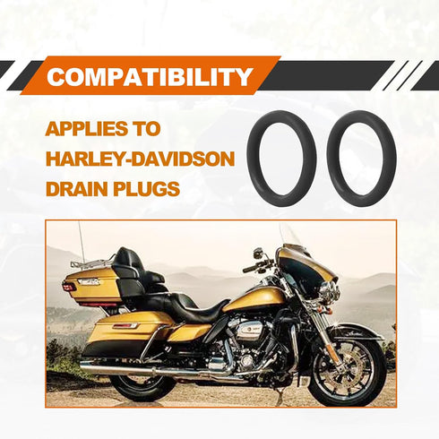 50Pcs 11105 O-Ring Oil Drain Plug, Motorcycle Drain Plug Rubber Transmission Drain Plug, Compatible with Harley Davidson - Black...