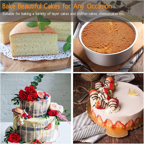 8 Inch Round Cake Pan, Non-Stick Cake Baking Pans with Removable Bottom, Aluminum Cheesecake Pan Chiffon Cake Mould...