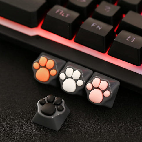 MAYL 2 Pack Keyboard Keycaps Metal and Rubber Keycaps Grey Keycaps Cute Cat Paw Keycap Kawaii Keycaps Custom Keycaps with Keycap Puller (Grey Base...