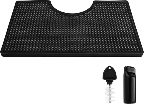 MRbrew Beer Drip Tray, Non-Slip PVC Kegerator Surface Mount Drip Tray Mat, Beverage Bar Drip Tray with Draft Beer Tower Flange Cutout...
