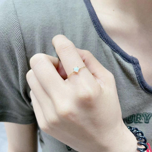 Love Heart Link Chain Ring for Women Girls 925 Sterling Silver Gold Plated Pink Green Diamond CZ Crystal Heart Finger Band Promise Engagement Ring...