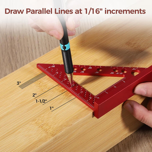 Small Carpenter Square Woodworking - Small Square Tool with Fixed Angle Pin and 0.9mm Mechanical Pencil - Precision Accurate Mini Carpenter Square...