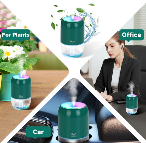 Mini Humidifiers for Bedroom, 200ml Cool Mist Humidifiers for Home Nursery Indoor Plants, Room Humidifiers for Bedroom Quiet Easy Clean Auto Shut-...