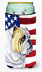 Caroline's Treasures LH9018TBC USA American Flag with English Bulldog Tall Boy Hugger Can Cooler Sleeve Hugger Machine Washable Drink Sleeve Hugge...