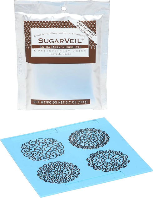 SugarVeil Medallion Topper Mat with Chocolate SugarVeil Icing...