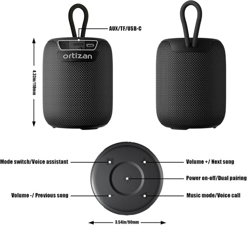 Ortizan Bluetooth Speakers, IPX7 Waterproof Portable Wireless Speaker with Bluetooth 5.3, 15W Stereo Sound, Deep Bass, Dual Pairing, 15H Playtime ...