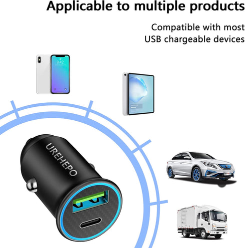USB C Car Charger, 45W Dual Ports Fast Charge Car Charger Adapter, PD30W&QC3.0 Car Charger Compatible with iPhone 14 13 12 11 Pro Max, iPad Pro, S...
