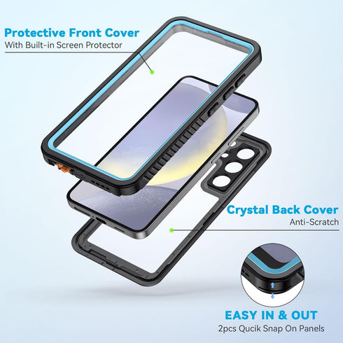 Lanhiem for Samsung Galaxy S24 Case, IP68 Waterproof Dustproof, Built-in Screen Protector, Rugged Full Body Shockproof Protective Cover for Galaxy...