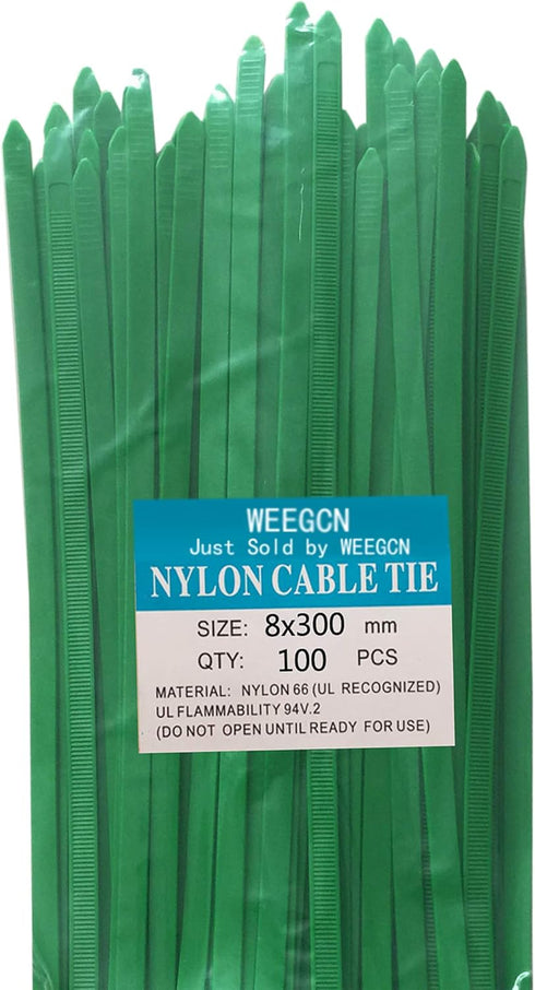 Nylon Cable Zip Ties 16 Inch 120 Pounds Strength - WEEGCN 100 Pcs Heavy Duty Self-Locking Zip Ties Fasten Wrap Nylon Cable Straps Wire Ties for Or...