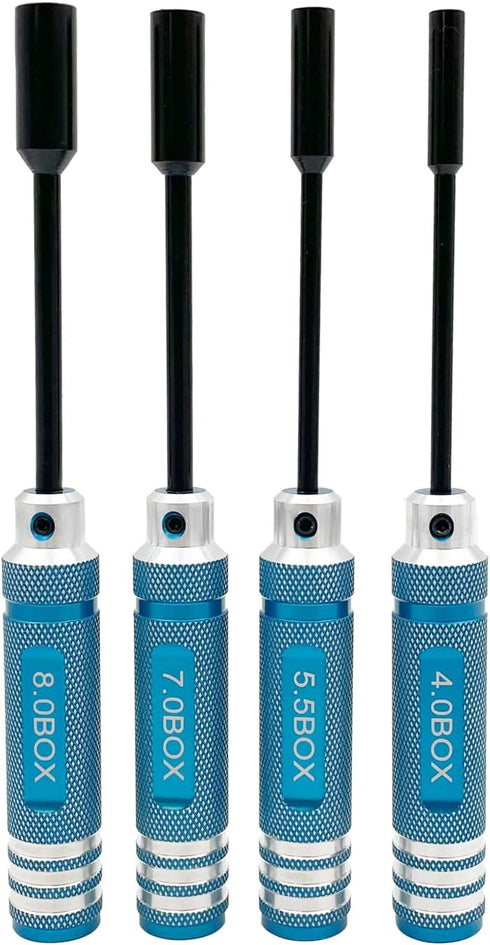 4Pcs Nut Driver Set RC Tool Set Hex Nut Driver for RC Vehicle RC Helicopters FPV Drones Cameras Appliances Repair 4mm 5.5mm 8mm 7mm Nut Driver (bl...