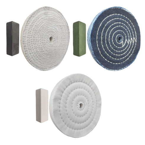 6PC 6 Inch Stainless Steel Polishing Buffing Wheel Kit for Bench Grinder,kit with Each 1PC 1/2 Inch Arbor Hole Sisal/Denim/Cotton Wheel and Each 1...