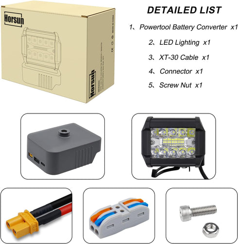 Makita Battery Adapter, Bosch Battery Converter, Power Source Inverter with USB Charger Outlets, LED Light for Makita/Bosch 12V 18V Battery for Rc...
