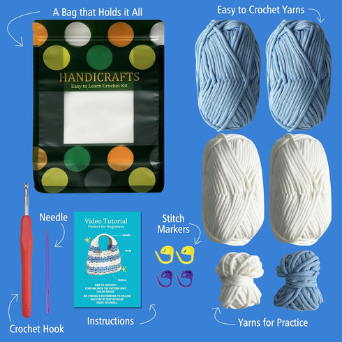 Kitcroet Crochet Kit for Beginners Crochet Bag Kit for Adults with Step by Step Video Tutorials DIY Crochet Starter Knitting Supplies, Hangbag...