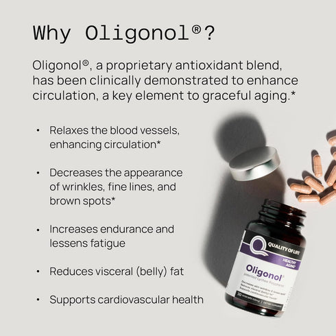 Quality of Life - Premium Anti Aging Supplement- Promotes Cardiovascular Health, Circulation & Youth - Oligonol - includes Antioxidants- Lychee Fr...