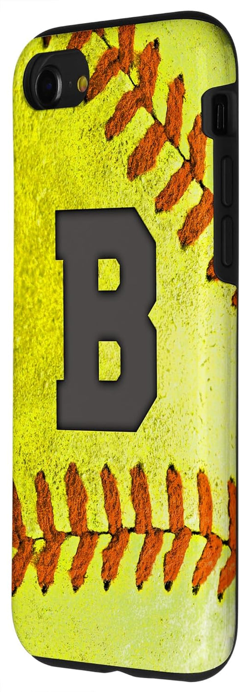 iPhone SE (2020) / 7 / 8 Softball Phone Case with letter B Softball Player Name Gift Case...