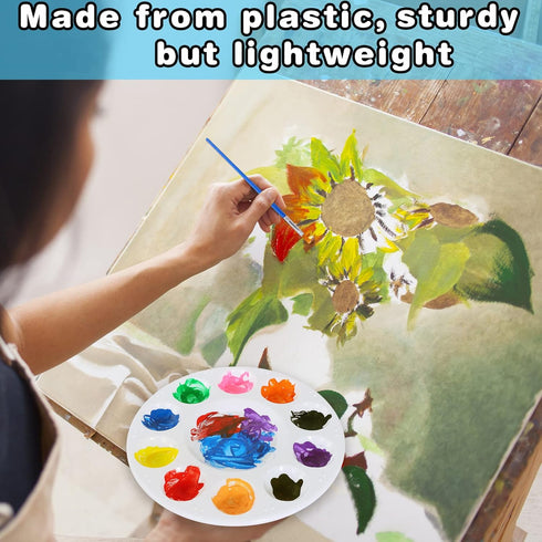 36Pcs Paint Tray Palettes,Plastic Paint Pallet,Round Plastic Palette with 10 Wells,Washable Paint Palette for Kids Adult Student DIY Craft Art Pai...