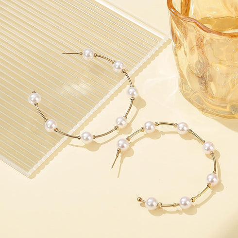 Pearl Hoop Earrings for Women Fashion Hypoallergenic Girls Pearl Earrings Drop Dangle Earrings Jewelry Gifts...