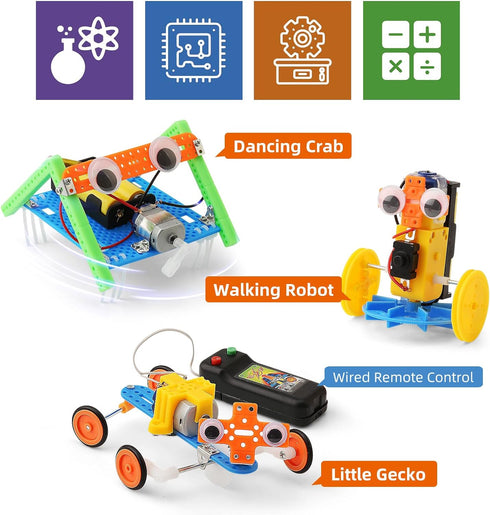 STEM Robotics Science Kits, Crafts for Boys 6-8 Girls 8-12, Robot Building Kit for Kids 8-10, Electronic Science Experiments Activities, Engineeri...