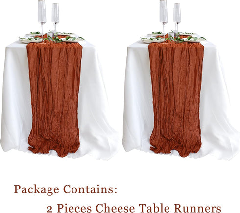 2 Pack Terracotta Cheesecloth Table Runners, 10Ft Gauze Table Runner Rustic Rust Wedding Cheese Cloths Decor for Bridal Baby Shower Arch Drapery B...