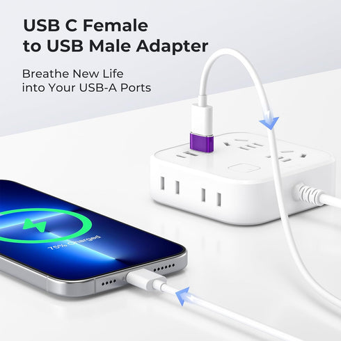 Basesailor USB to USB C Adapter 2 Pack,Type C Female to A Male Power Adapter for iPhone 15 14 13 12 Mini Pro Max,Airpods,iPad Air 4 5,Samsung Gala...