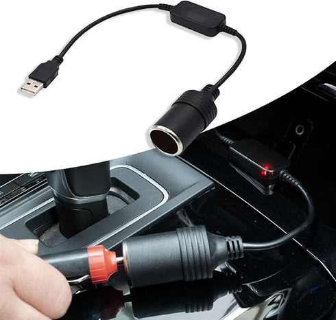 1 PC Car USB Port Boost Cable, 5V to 12V Cigarette Lighter Female Converter Adapter, Mobile Power Supply Connected to Driving Recorder E-Dog, Univ...