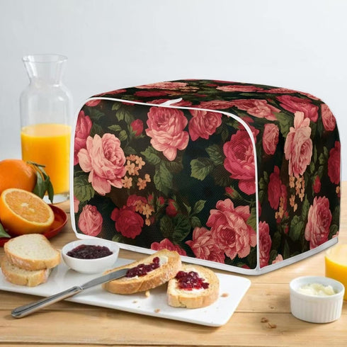 Flower Peony Toaster Cover 4 Slide Wide Slot Small Appliance Decoration Accessories, Dustproof Bakeware Cover Toaster Machine Cover, Red...
