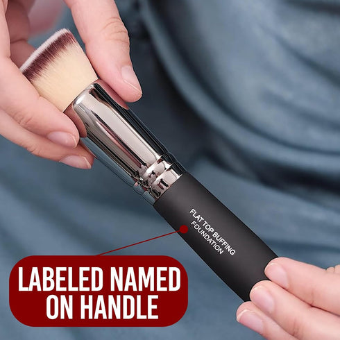 Flat Top Buffing Foundation makeup Brush ULTRA SOFT DENSE Kabuki Make up Brush for Liquid, Cream, Mineral Powder Blending, Flawless Face Brush mak...