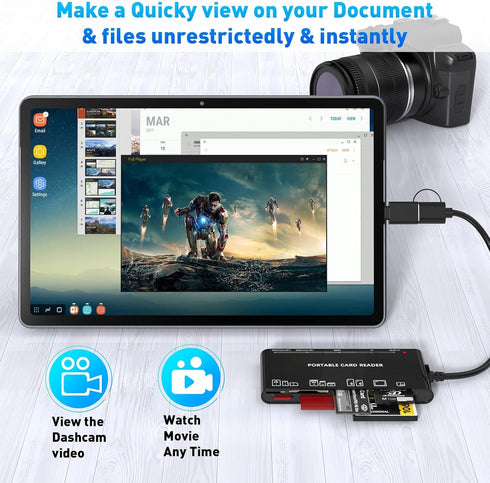 7 in 2 USB C 3.0 Card Reader, USB SD Card Adapter for SD, CF, TF, MS, Micro SD, XD Cards Multi Memory Card Reader Adapter Hub for Windows, macOS, ...