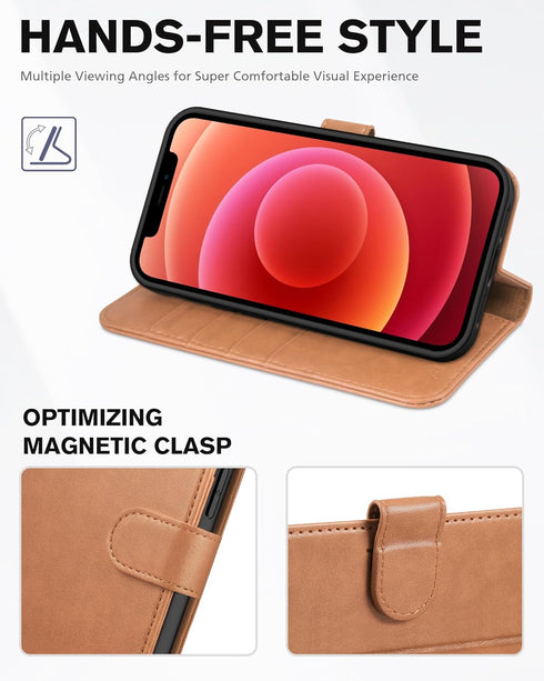 TUCCH Wallet Case for iPhone 12 Pro Max 5G, Magnetic PU Leather Stand Flip Folio Phone Cover with TPU Protective Inner Shell, RFID Blocking Card S...
