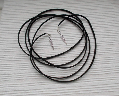 Doubnine Boho Feather Choker Wrap Necklace 2pcs Versatility Vegan Suede Y Lariat Gothic Black Brown Bronze Accessories for Women...