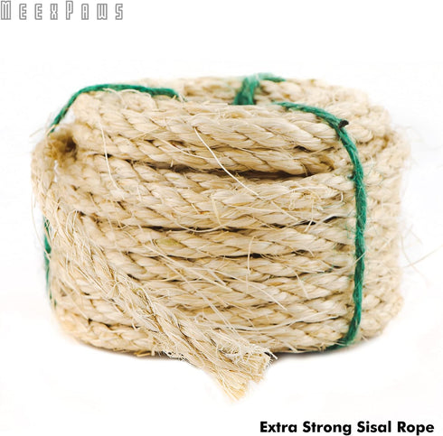 MEEXPAWS Natural Strong Sisal Rope Replacement for Cat Scratching Posts for Winding Easy & Tight |4mm Diameter | Brown | 164FT...