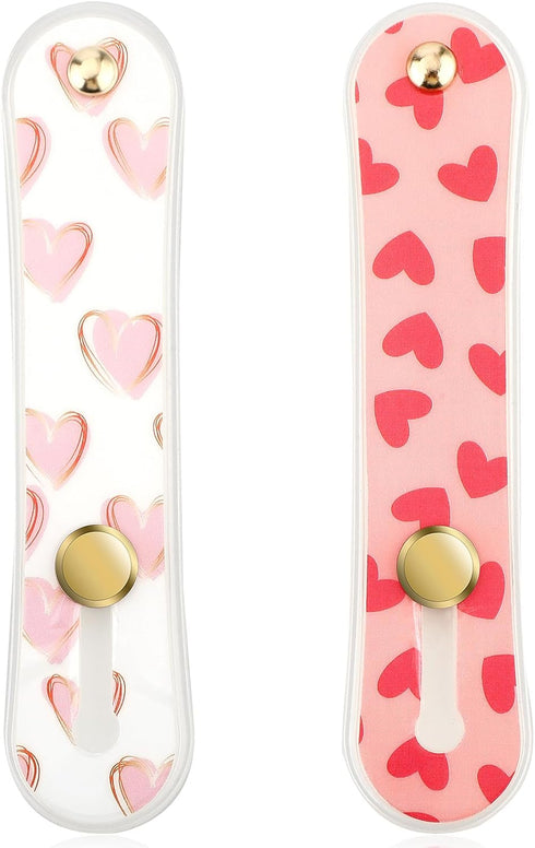 2Pcs Phone Loop Finger Holder, Silicone Phone Grip Phone Finger Strap Stand Universal Portable Finger Kickstand for Most Smartphones (2pcs-Pink/Wh...