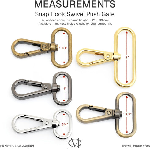 CRAFTMEMORE 2 Sets 1" Swivel Snap Hooks Lobster Clasp Push Gate Fashion Clips with 1" D Rings Bag Craft Accessories FSD2 (Gold, 1 Inch)...