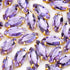 50Pcs Sew on Rhinestones 9x18 mm Flatback Glass Rhinestones Horse Eye Rhinestones with Gold Claw for DIY Crafts Clothes Bag Shoes,Light Purple...