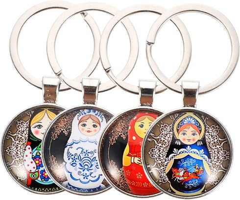 4pcs Russian Pendant Year Keychains Key Chinese Decorative for Ring Bag New Charms Tote Matryoshka Stacking Decoration Purse Keyrings Dolls Metal ...