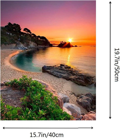 ACENGXI Beach Sunrise Paint by Numbers Kits Beach DIY Oil Painting by Numbers Sunrise Beach DIY Canvas Painting by Numbers Acrylic Painting Kits f...