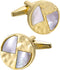 14K Gold Plated Natural Mother of Pearl Cufflinks for Men Lady Water Ripples Pattern Round Golden Men's Cufflinks Jewelry for Wedding Anniversary ...
