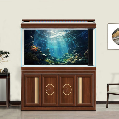 Aquarium Background Underwater World Corals and Tropical Fish Terrarium Background Various Undersea Aquatic Plants Rocks Aquarium Backdrop Beautif...