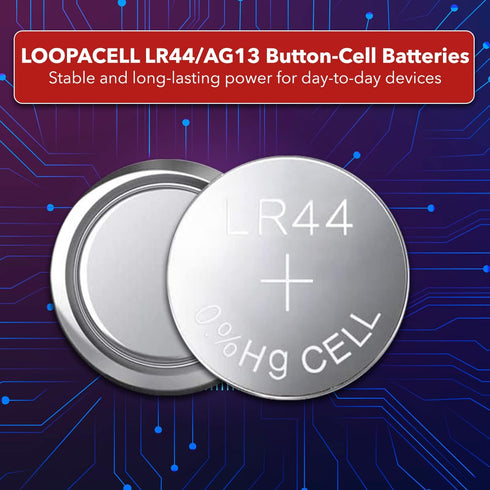 100 Pack LOOPACELL LR44 AG13 357 L1154 A76 Button-Cell Batteries...