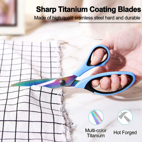 8.5" Scissors All Purpose, Multipurpose Scissors 3 pack Bulk Ultra Sharp Blade Shears, Comfort-Grip Sturdy Scissors for School Office Home Sewing ...