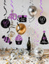 40th Birthday Decorations Women Purple Black Silver Women 40th Birthday Party Decorations Purple Silver Black Foil Hanging Swirls...