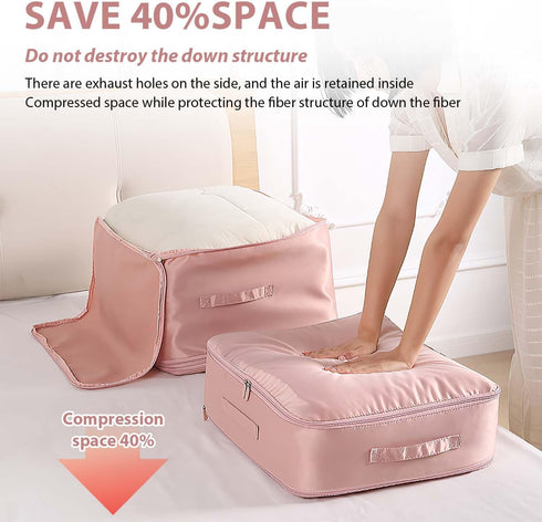 Ultra Space Saving Self Compression Organizer, Heavy Duty Moving Bags, Storage Tote for Space Saving, Self Compression Moving Organizer Bag for Co...