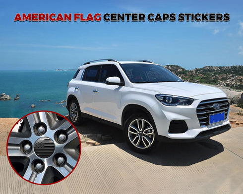 4PCS Wheel Center Cap Stickers with 3D American Flag Emblem 56mm Center for Rims Car Decorations Automotive Accessories Waterproof Wheel Hub Cap f...