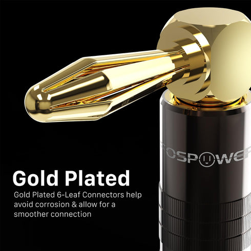 FosPower Right Angle Banana Plugs (2 Pairs / 4 pcs), Closed Screw 24K Gold Plated Banana Speaker Plug Connectors for Speaker Wire, Wall Plate, Hom...