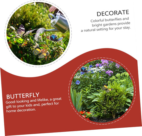 Flower Decor 24pcs Butterfly Garden Decoration Beautiful Decoration Metal Stakes Outdoor Garden Stakes Metal Lawn Ornaments Windmill Decor Foot Ha...