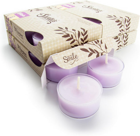 Pure English Lavender Premium Tealight Candles Bulk Pack - Highly Scented with Essential & Natural Oils - 24 Purple Tea Lights - Beautiful Candlel...