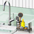 Kitchen Sink Organizer, Multifunctional Rustproof Sponge Holder Sink Organizer with Drain Tray & High Brush Holder & Dish Cloth Hanger, Kitchen Si...