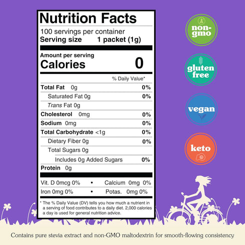 NuNaturals White Stevia Powder Packets, Single-Serve, Zero Calorie Sugar Substitute, 100 count...