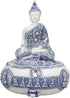 Ebros Gift Bhumisparsha Mudra Buddha Amitabha Meditating Terracotta Blue And White Round Jewelry Box Figurine 5.25"Diameter Buddhist Eastern Enlig...