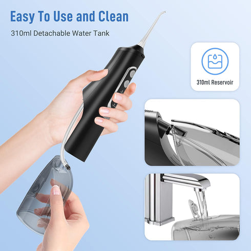 Cordless Water Flosser Teeth Cleaner Dental Oral Irrigator Picks Portable and Rechargeable 310ml Water Tank IPX7 Water Proof for Home and Travel I...